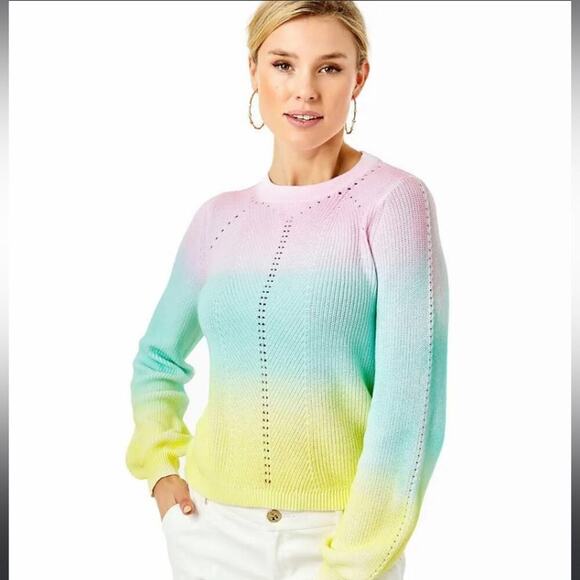 Lilly Pulitzer Sweaters - NWT Lilly Pulitzer Ritzanna Sweater Ombré Yellow, Pink, Blue Sunset Size XXS
